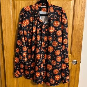Halloween Pumpkin Print Dress Shirt